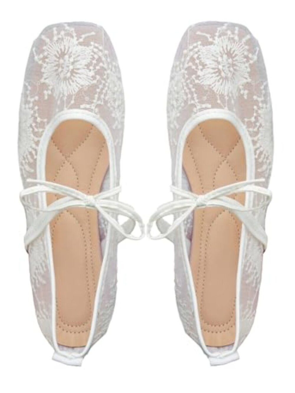 Mesh Ballet Flats Bow Ballerina Mary Jane Shoes Dressy